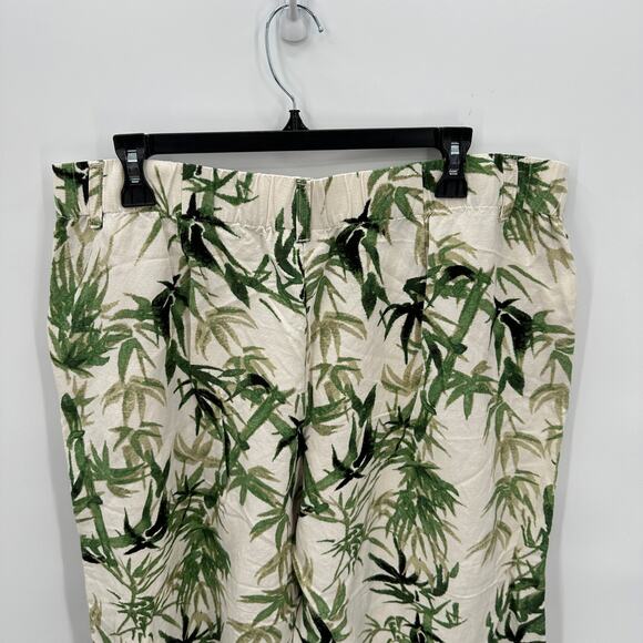 J. JILL Barley Linen Blend Palm Print Wide Leg Culotte Pants // L - Picture 8 of 11